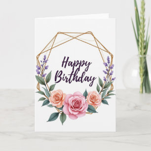 Floral Geometric Birthday Card