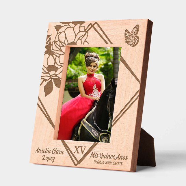 Floral Geometric Butterfly Quinceañera Mis XV 15 Etched Frames (Creator Uploaded)
