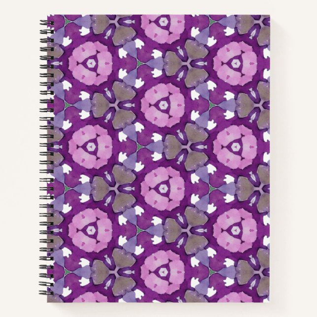 Floral Geometric Notebook – Purple and Pink  (Front)
