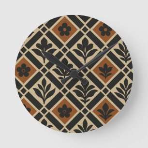 Floral Geometric Round Clock