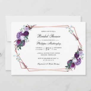 Floral Geometric Script Botanical Bridal Shower Invitation