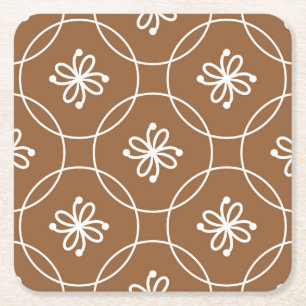 Floral geometric: vintage art pattern. square paper coaster