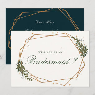 floral geometric will you be my bridesmaid card