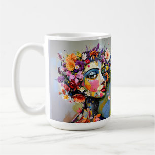 "Floral Geometry" – A Botanical Portrait Coffee Mug