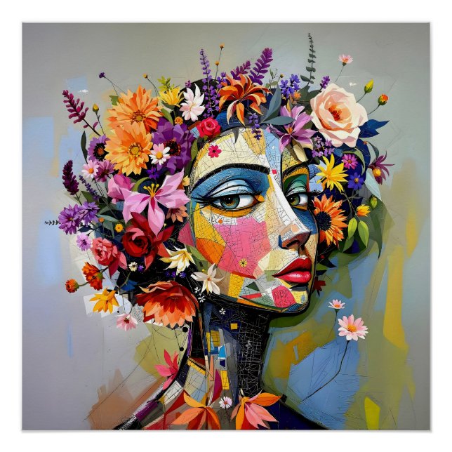 "Floral Geometry" – A Botanical Portrait Poster (Front)