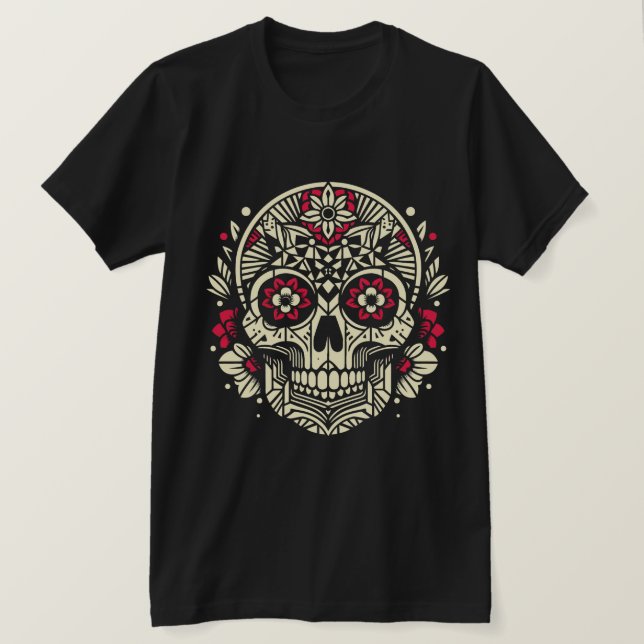 Floral Geometry Skull – Bold & Beautiful Edge Tee (Design Front)