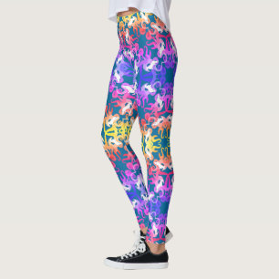 Floral German Shepherd pattern Leggings