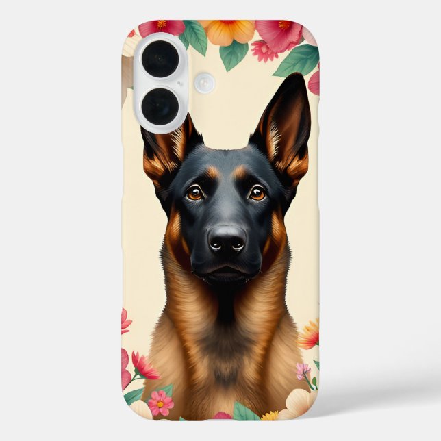 🐕🌸 Floral German Shepherd Portrait Elegance ✨ Case-Mate iPhone Case (Back)