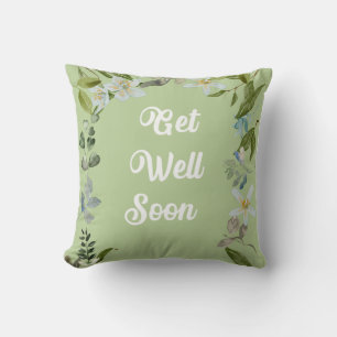 Floral Get Well Soon Greetings Throw Pillow