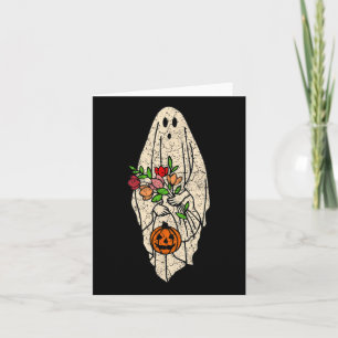 Floral Ghost Cute Halloween Costume Funny Graphic  Card