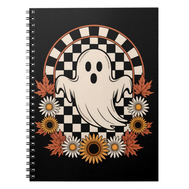 Floral Ghost Fall Boho Halloween Notebook (Front)