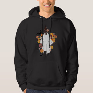 Floral Ghost Halloween Cute Ghost Boo Flower Pumpk Hoodie