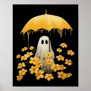 Floral Ghost Halloween Ghost In The Forest Gothic Poster