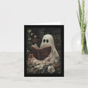 Floral Ghost Reading Book Halloween Costume Gothic Card
