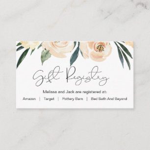 Floral Gift Registry Bridal Shower Insert Card
