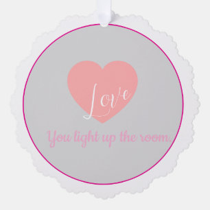 Floral Gift Tag -Pink "Love" Heart Tree Decoration Card