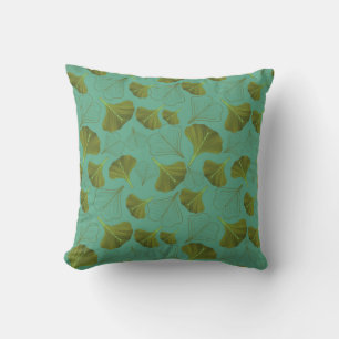 Floral Gingko Leaf Turquoise Pattern Cushion