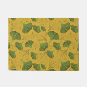 Floral Ginkgo Leaf Yellow Pattern  Doormat