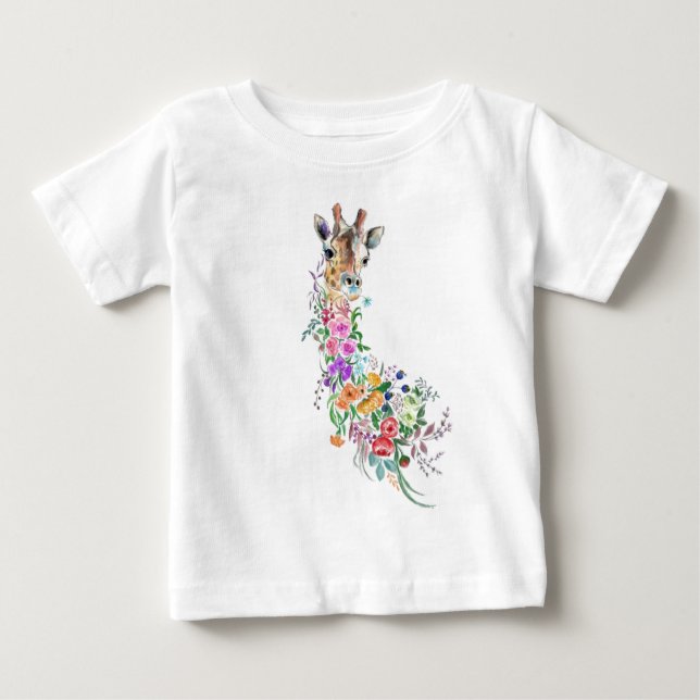 Floral Giraffe Baby T-Shirt (Front)