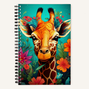 Floral Giraffe Portrait-9319 Notebook