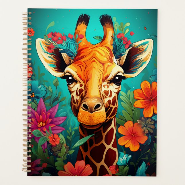 Floral Giraffe Portrait-9319 Planner (Front)
