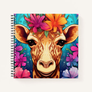 Floral Giraffe Portrait-9322 Notebook