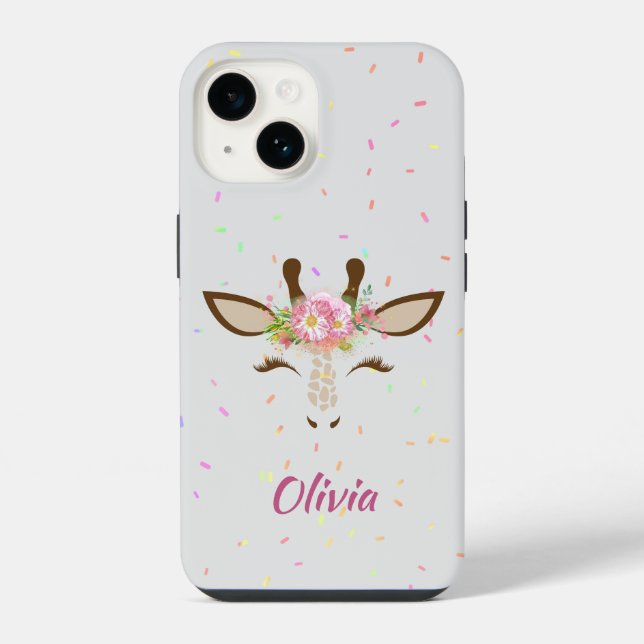 Floral Giraffe Sprinkles Kid's iPhone Case (Back)