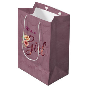 Floral Girl Baby Shower Medium Gift Bag