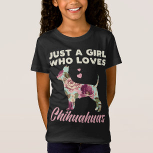 Floral Girl Who Loves Chihuahua Chiwawa Dog Lover  T-Shirt