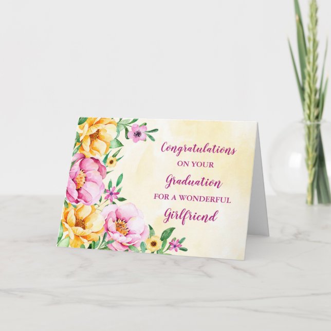 Floral Girlfriend Congratulations Graduation Card (Front)