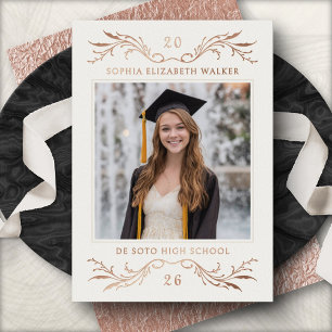 Floral Girls Photo Graduation Foil Announcement