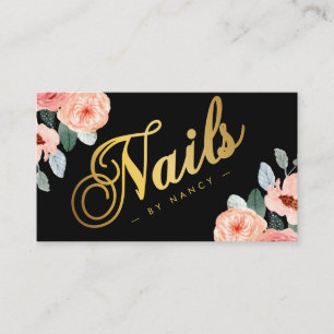 floral girly manicure nail Artist Business Card