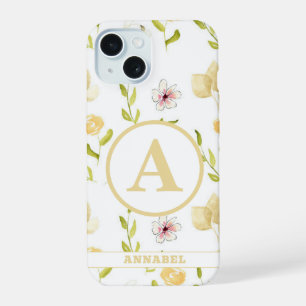 Floral Girly Monogram iPhone 15 Case