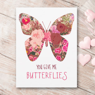 Floral give me butterflies valentines day Postcard