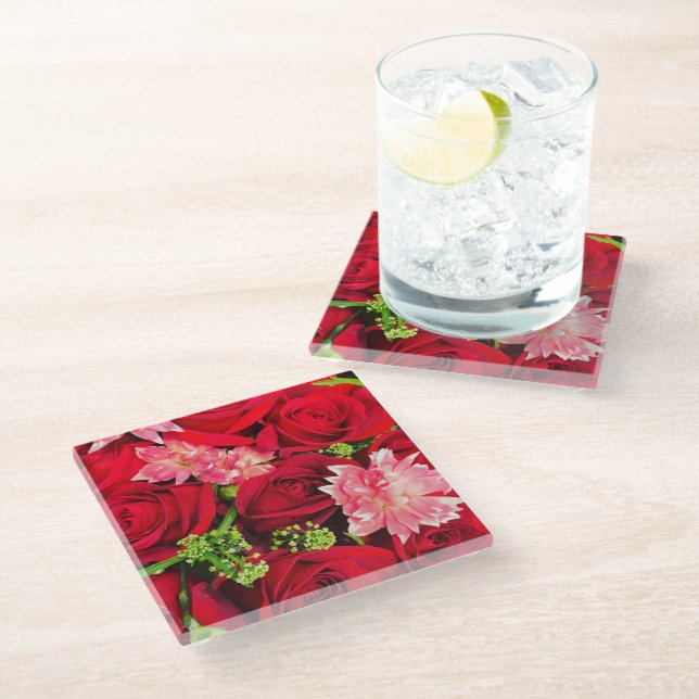 Floral  glass coaster (Angled)