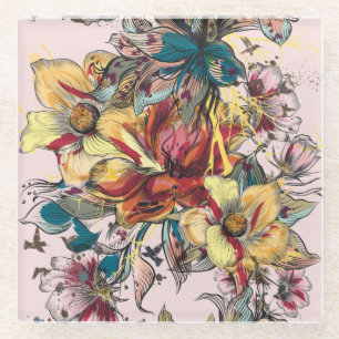 Floral Glass Coaster