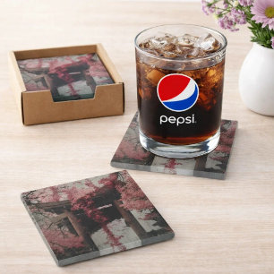 Floral Glass Coaster – Elegant Flower Design   Aes