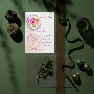 Floral glass orb flat card 