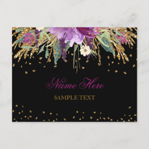 Floral Glitter Amethyst Postcard