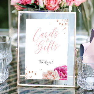 Floral Glitter Bridal Shower Cards and Gifts Sign