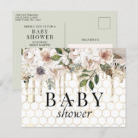 Floral Glitter Drip Marble Baby Shower