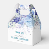 Floral Glitter Light Blue Happy Birthday Favour Bo