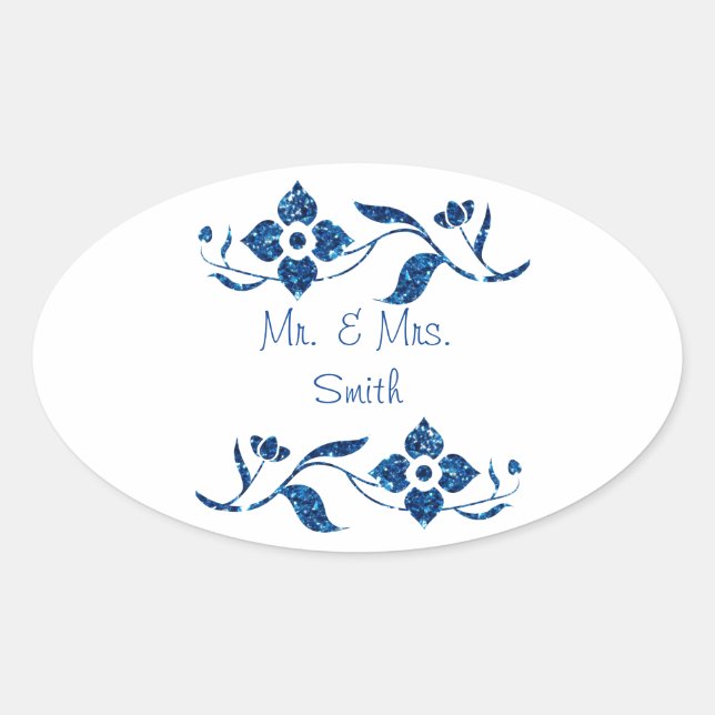Floral Glitter Oval Sticker (Front)