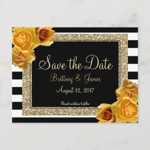 Floral & Glitter Save the Date Postcard