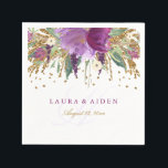 Floral Glitter Sparkling Amethyst Wedding Napkin<br><div class="desc">Matching collection in the Little Bayleigh Store!</div>