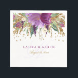 Floral Glitter Sparkling Amethyst Wedding Napkin<br><div class="desc">Matching collection in the Little Bayleigh Store!</div>