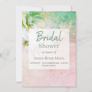 *~* Floral Glitter Teal Pink Bridal Shower Invitation