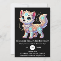Floral Glow Pup Birthday Invitation