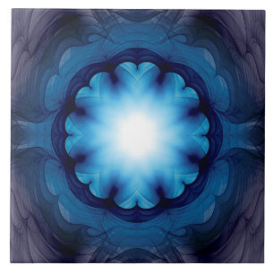 Floral glowing blue decoration tile