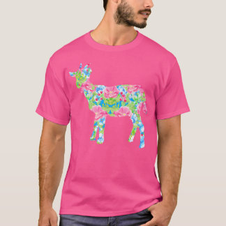 Floral Goat Colourful Flowers I Love Goats T-Shirt